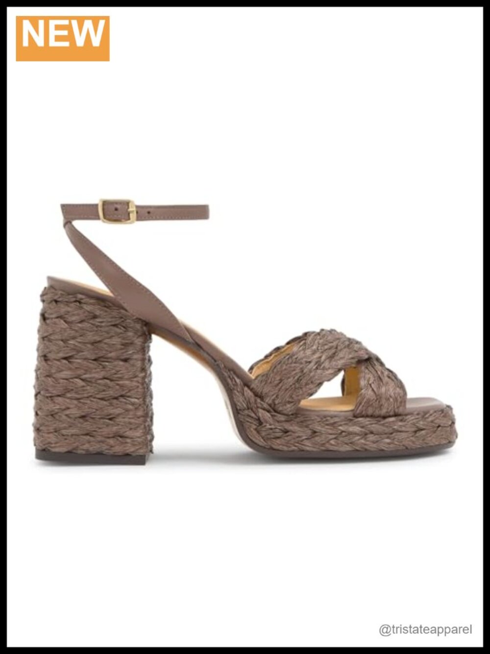 Raffia Heeled Sandals with Block Heel and Ankle Strap